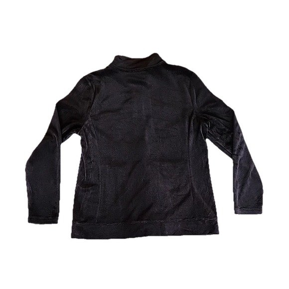 VTG Talbots Womens Velour Jacket M Black Zip 90s Y2K Minimalist Athleisure Cozy - Picture 4 of 10